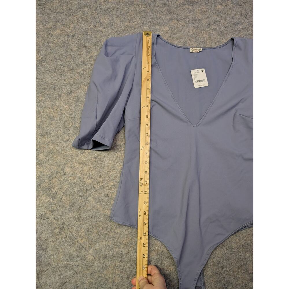 NWT Free People VA Va Voop Puff Sleeve Bodysuit Size Large Purple Lavender - Picture 4 of 7